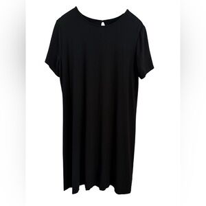 J. Jill Wearever Collection Essential Flowy T-Shirt Dress Black Size Large Tall